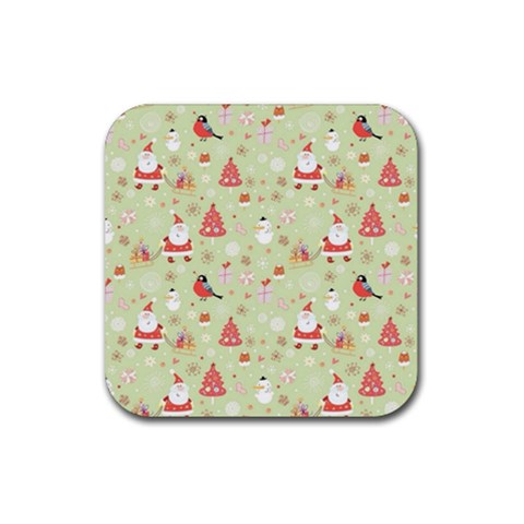 Christmas Pattern, Christmas Tree, Santa Rubber Coaster (Square) from ArtsNow.com Front