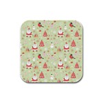 Christmas Pattern, Christmas Tree, Santa Rubber Square Coaster (4 pack)