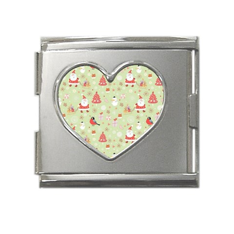 Christmas Pattern, Christmas Tree, Santa Mega Link Heart Italian Charm (18mm) from ArtsNow.com Front