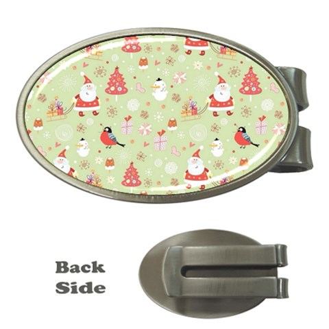 Christmas Pattern, Christmas Tree, Santa Money Clips (Oval)  from ArtsNow.com Front