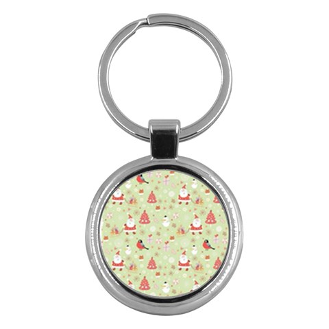 Christmas Pattern, Christmas Tree, Santa Key Chain (Round) from ArtsNow.com Front