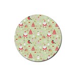 Christmas Pattern, Christmas Tree, Santa Rubber Coaster (Round)