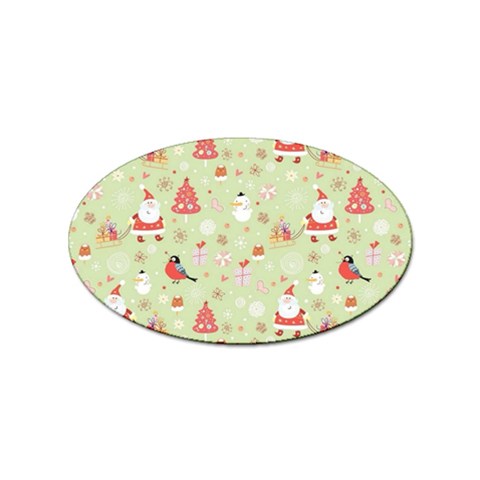 Christmas Pattern, Christmas Tree, Santa Sticker (Oval) from ArtsNow.com Front