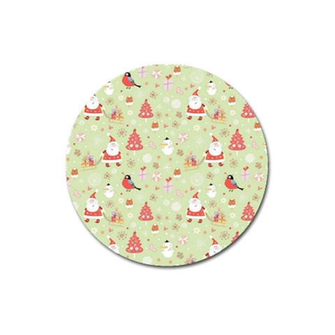 Christmas Pattern, Christmas Tree, Santa Magnet 3  (Round) from ArtsNow.com Front