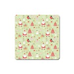 Christmas Pattern, Christmas Tree, Santa Square Magnet