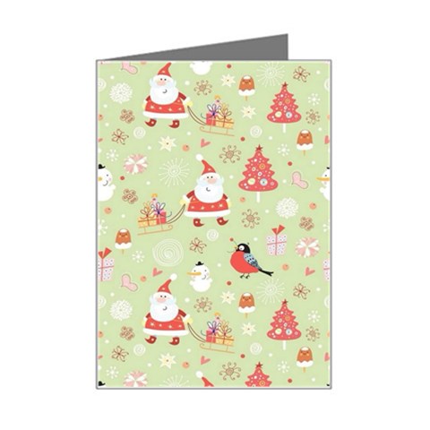 Christmas Pattern, Christmas Tree, Santa Mini Greeting Card from ArtsNow.com Left