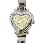 Christmas Pattern, Christmas Tree, Santa Heart Italian Charm Watch