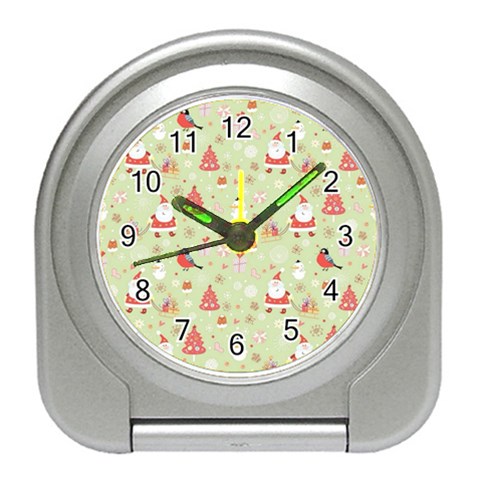 Christmas Pattern, Christmas Tree, Santa Travel Alarm Clock from ArtsNow.com Front