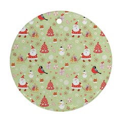 Christmas Pattern, Christmas Tree, Santa Round Ornament (Two Sides) from ArtsNow.com Back