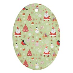 Christmas Pattern, Christmas Tree, Santa Oval Ornament (Two Sides) from ArtsNow.com Back