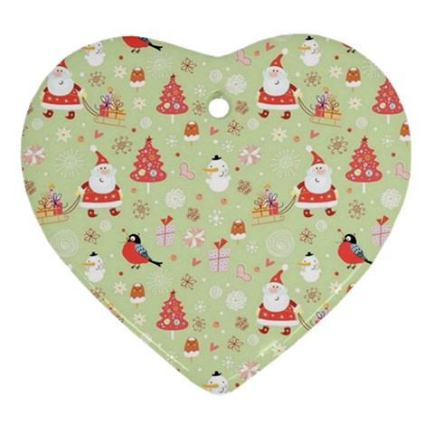 Christmas Pattern, Christmas Tree, Santa Heart Ornament (Two Sides) from ArtsNow.com Front