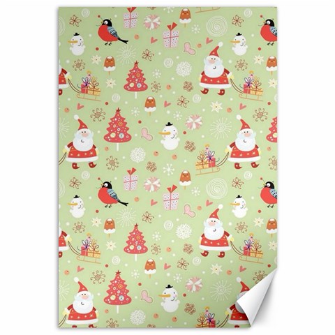 Christmas Pattern, Christmas Tree, Santa Canvas 12  x 18  from ArtsNow.com 11.88 x17.36  Canvas - 1