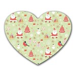 Christmas Pattern, Christmas Tree, Santa Heart Mousepad