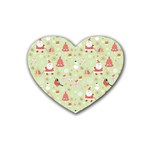 Christmas Pattern, Christmas Tree, Santa Rubber Coaster (Heart)