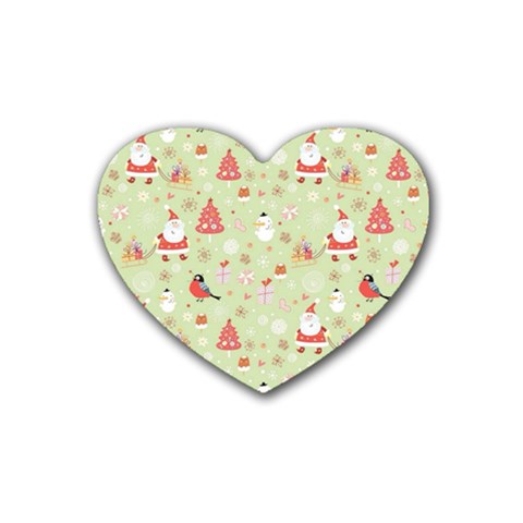 Christmas Pattern, Christmas Tree, Santa Rubber Heart Coaster (4 pack) from ArtsNow.com Front