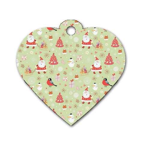 Christmas Pattern, Christmas Tree, Santa Dog Tag Heart (Two Sides) from ArtsNow.com Front