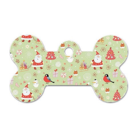 Christmas Pattern, Christmas Tree, Santa Dog Tag Bone (One Side) from ArtsNow.com Front