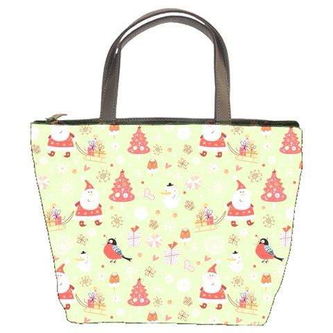 Christmas Pattern, Christmas Tree, Santa Bucket Bag from ArtsNow.com Front