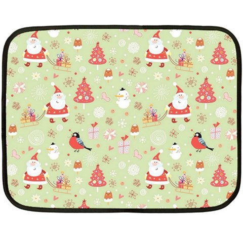 Christmas Pattern, Christmas Tree, Santa Two Sides Fleece Blanket (Mini) from ArtsNow.com 35 x27  Blanket Front