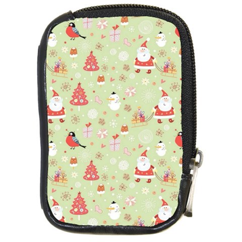 Christmas Pattern, Christmas Tree, Santa Compact Camera Leather Case from ArtsNow.com Front