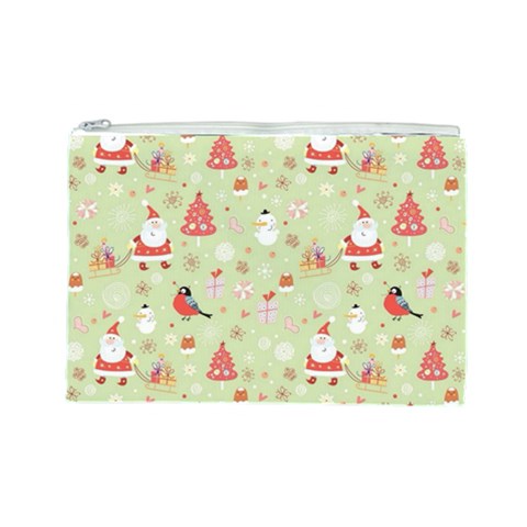 Christmas Pattern, Christmas Tree, Santa Cosmetic Bag (Large) from ArtsNow.com Front