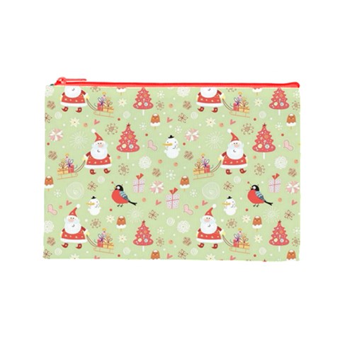 Christmas Pattern, Christmas Tree, Santa Cosmetic Bag (Large) from ArtsNow.com Front