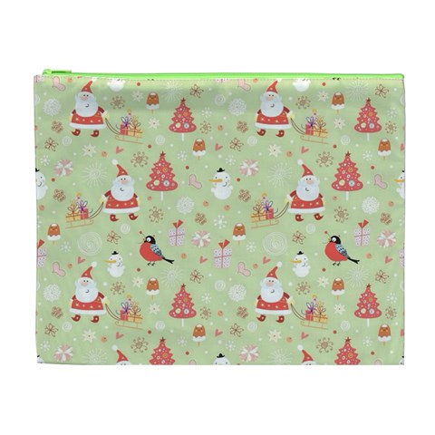 Christmas Pattern, Christmas Tree, Santa Cosmetic Bag (XL) from ArtsNow.com Front