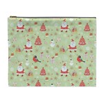 Christmas Pattern, Christmas Tree, Santa Cosmetic Bag (XL)