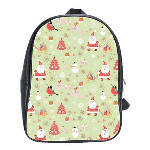 Christmas Pattern, Christmas Tree, Santa School Bag (Large) from ArtsNow.com Front