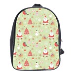 Christmas Pattern, Christmas Tree, Santa School Bag (Large)