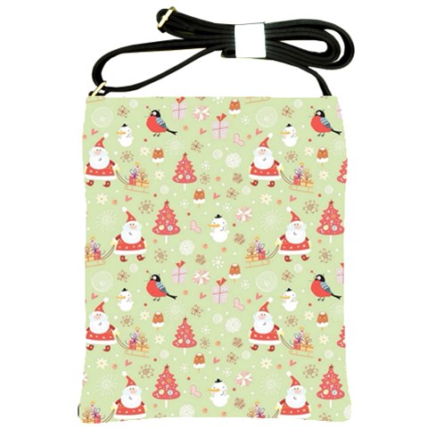 Christmas Pattern, Christmas Tree, Santa Shoulder Sling Bag from ArtsNow.com Front