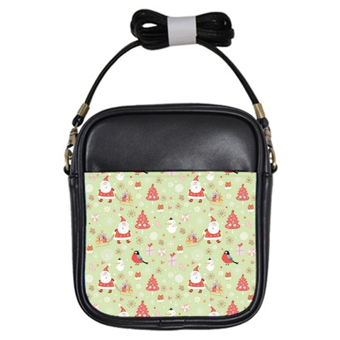 Christmas Pattern, Christmas Tree, Santa Girls Sling Bag from ArtsNow.com Front