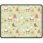 Christmas Pattern, Christmas Tree, Santa Fleece Blanket (Medium)