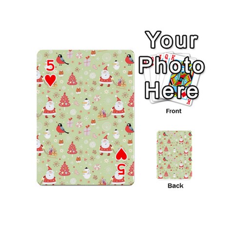 Christmas Pattern, Christmas Tree, Santa Playing Cards 54 Designs (Mini) from ArtsNow.com Front - Heart5