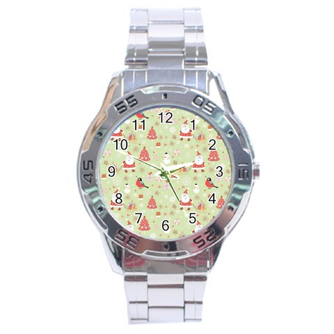 Christmas Pattern, Christmas Tree, Santa Stainless Steel Analogue Watch from ArtsNow.com Front