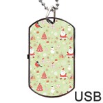 Christmas Pattern, Christmas Tree, Santa Dog Tag USB Flash (One Side)