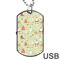 Christmas Pattern, Christmas Tree, Santa Dog Tag USB Flash (Two Sides) from ArtsNow.com Front