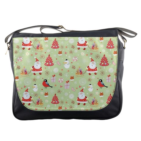 Christmas Pattern, Christmas Tree, Santa Messenger Bag from ArtsNow.com Front