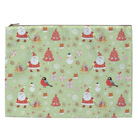 Christmas Pattern, Christmas Tree, Santa Cosmetic Bag (XXL) from ArtsNow.com Front