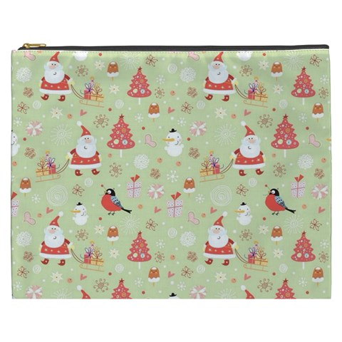 Christmas Pattern, Christmas Tree, Santa Cosmetic Bag (XXXL) from ArtsNow.com Front