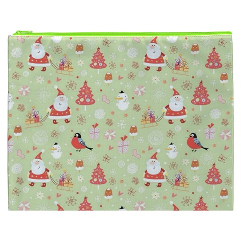 Christmas Pattern, Christmas Tree, Santa Cosmetic Bag (XXXL) from ArtsNow.com Front