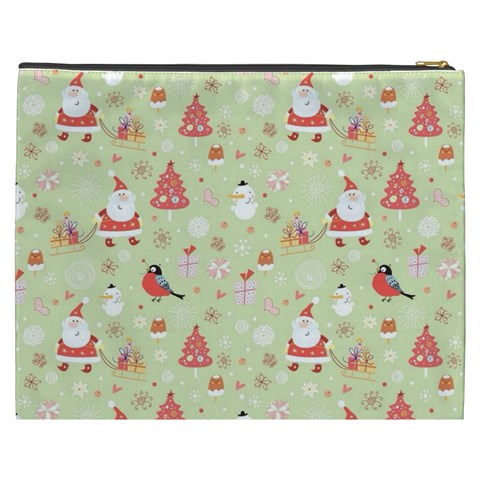 Christmas Pattern, Christmas Tree, Santa Cosmetic Bag (XXXL) from ArtsNow.com Back