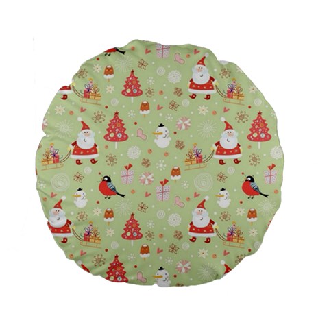 Christmas Pattern, Christmas Tree, Santa Standard 15  Premium Round Cushions from ArtsNow.com Front