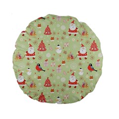 Christmas Pattern, Christmas Tree, Santa Standard 15  Premium Round Cushions from ArtsNow.com Front