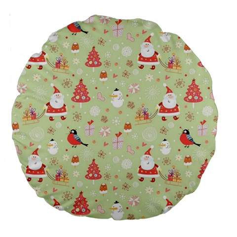 Christmas Pattern, Christmas Tree, Santa Large 18  Premium Round Cushions from ArtsNow.com Front