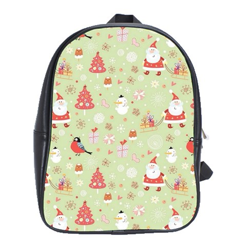 Christmas Pattern, Christmas Tree, Santa School Bag (XL) from ArtsNow.com Front