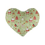 Christmas Pattern, Christmas Tree, Santa Standard 16  Premium Heart Shape Cushions