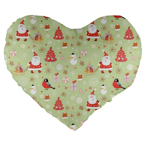 Christmas Pattern, Christmas Tree, Santa Large 19  Premium Heart Shape Cushions from ArtsNow.com Front