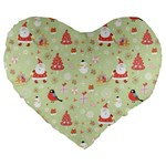 Christmas Pattern, Christmas Tree, Santa Large 19  Premium Heart Shape Cushions