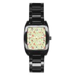 Christmas Pattern, Christmas Tree, Santa Stainless Steel Barrel Watch